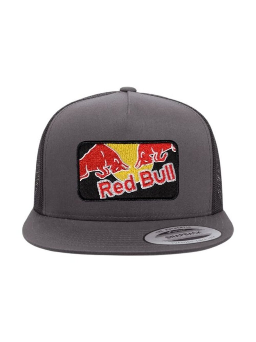 Red Bull Racing YP Flat Bill Trucker Hat Mesh Back Snapback Charcoal/black